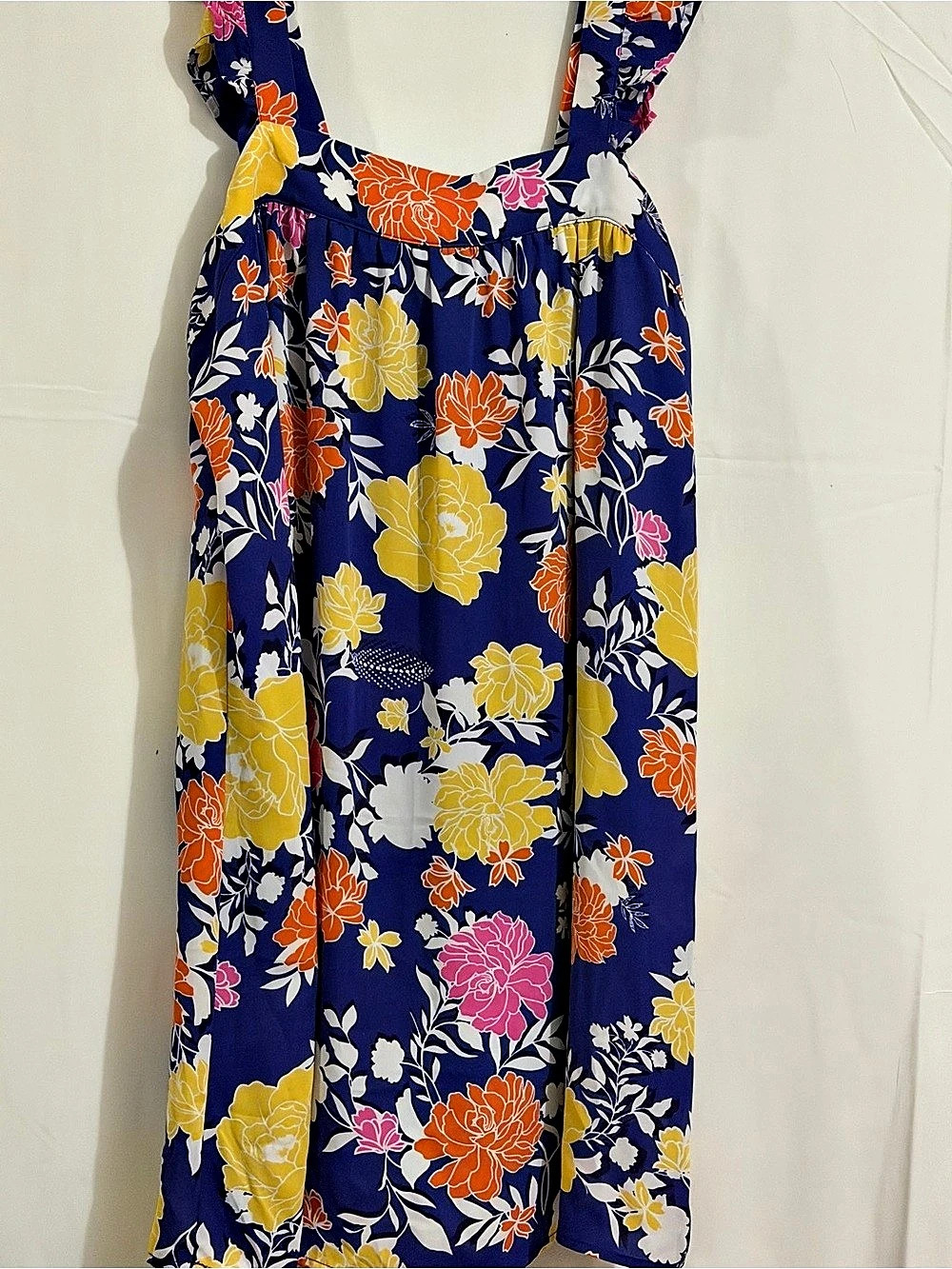 Emily Wonder Floral Mini Dress in Blue & Yellow Size Small Like New